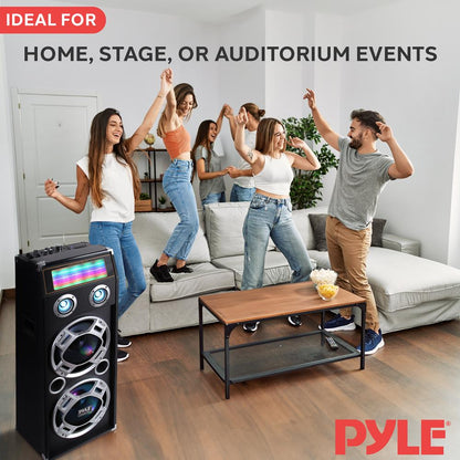 Wireless PA Speaker System 1000W Bluetooth Dual Woofers DJ Lights