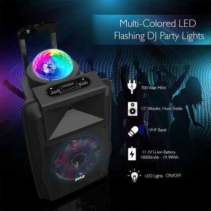 Wireless Portable PA Speaker 700W Rechargeable Bluetooth LED Lights