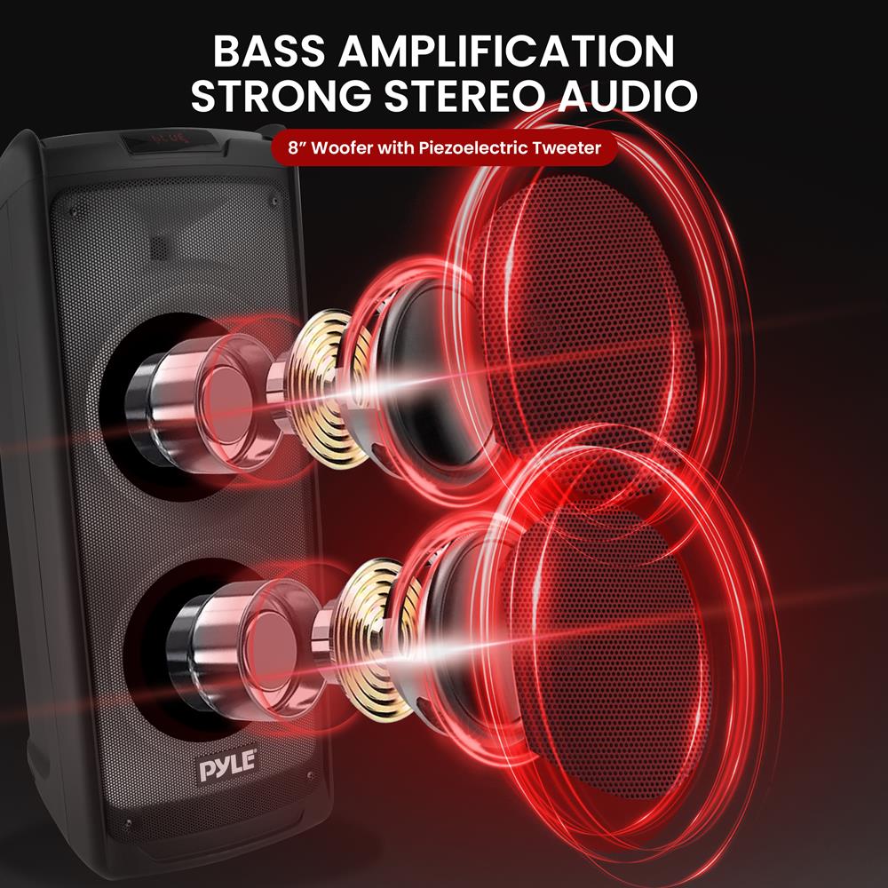 Portable Bluetooth PA Speaker 500W Rechargeable, Dual 8