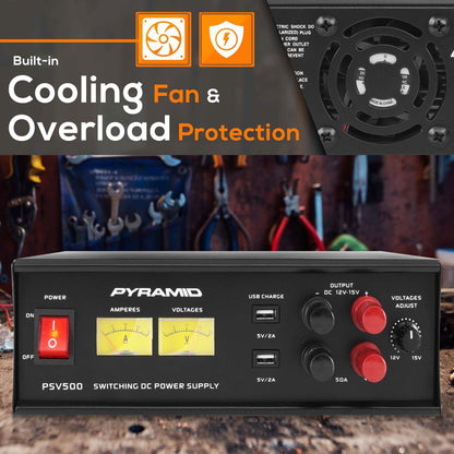 Universal Power Converter 50A Adjustable 12-15V 2 USB Ports Overload Protection