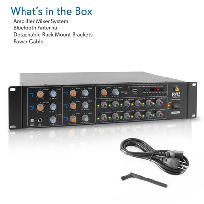 12-Channel Bluetooth Amplifier 6000W Multi-Zone Mixer with USB/SD/AUX