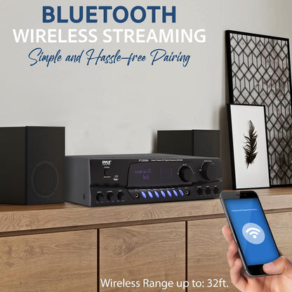 Wireless Bluetooth Streaming Stereo Receiver Amplifier with FM