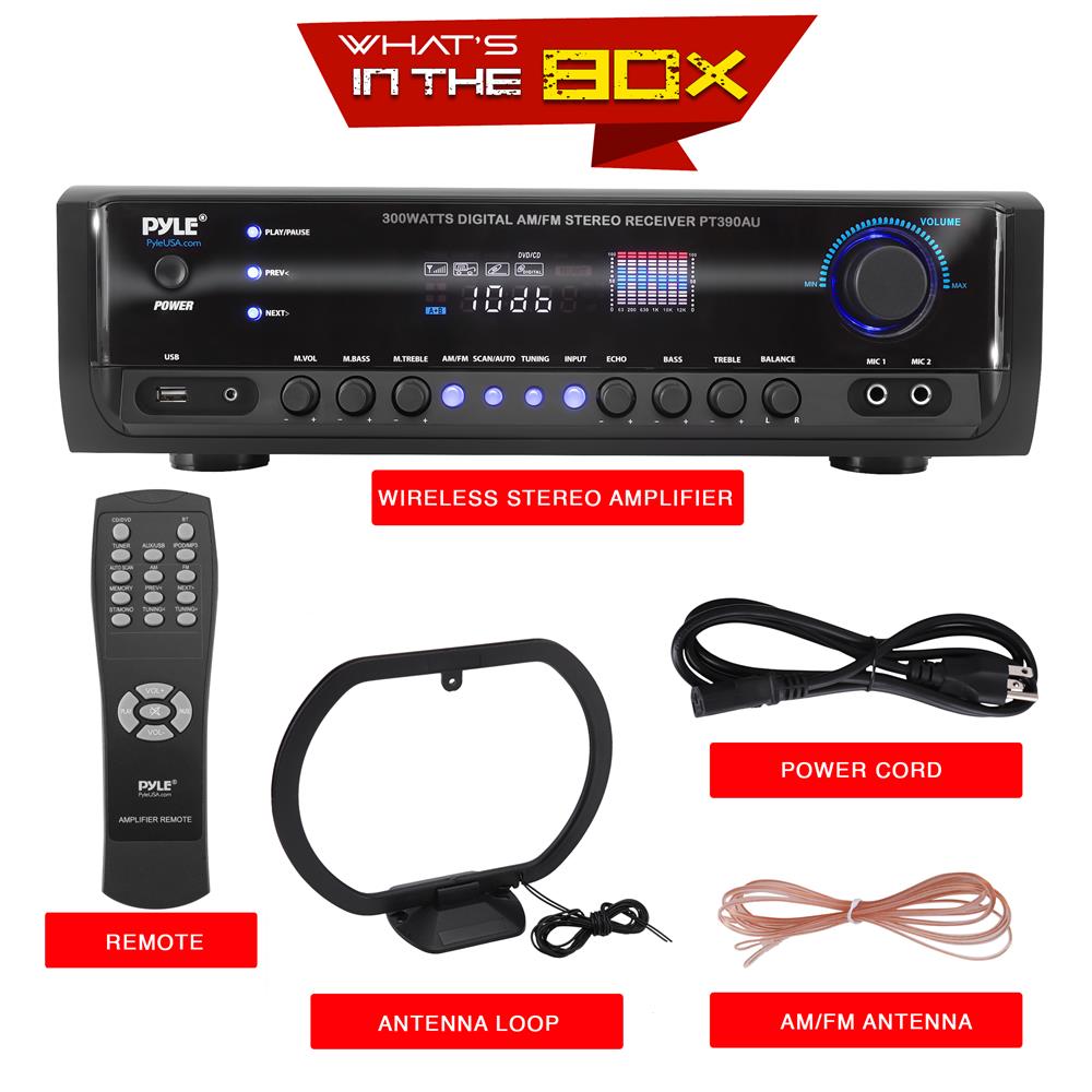Home Audio Amplifier System 300W 4-Channel USB/AUX/MP3 Receiver - Thumbnail 3
