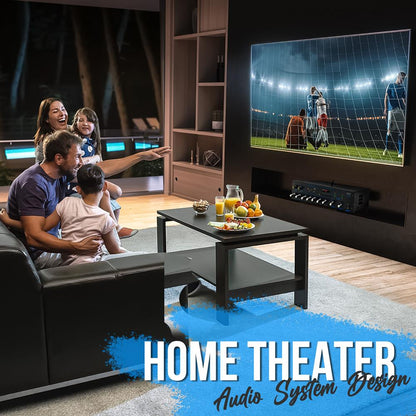 600W Bluetooth Stereo Amplifier - Wireless Streaming, FM Radio, Metal Housing