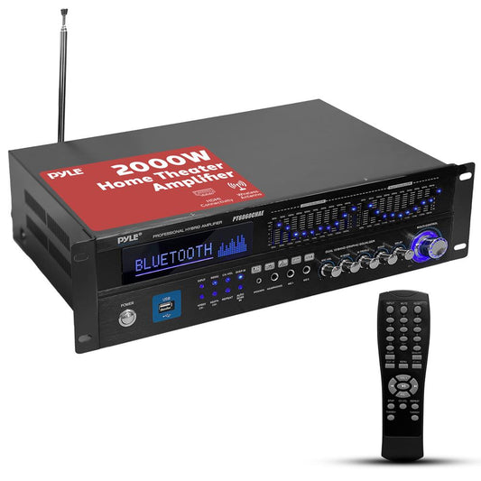 2000W Bluetooth 6-Channel Home Amplifier - Wireless Streaming, USB/AUX/RCA