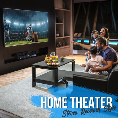 2000W Bluetooth 6-Channel Home Amplifier - Wireless Streaming, USB/AUX/RCA