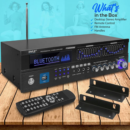 2000W Bluetooth 6-Channel Home Amplifier - Wireless Streaming, USB/AUX/RCA