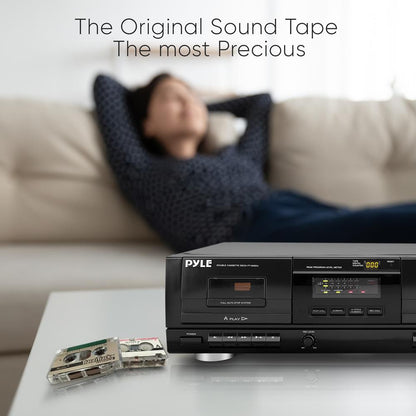 PyleUsa Dual Cassette Deck | Music Recording Device with RCA PyleUsa Dual Cassette Deck | Music Recording Device with RCA