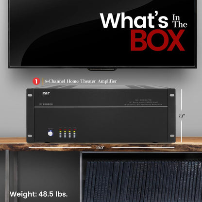 8-Zone Stereo Amplifier 8000W Rack Mount LED Display