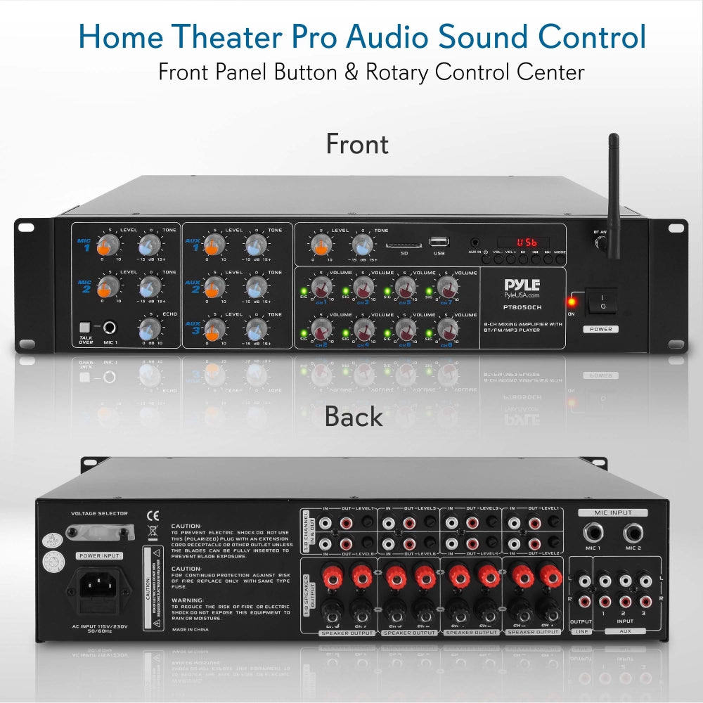 4000W 8-Channel Bluetooth Karaoke Mixer Amplifier System