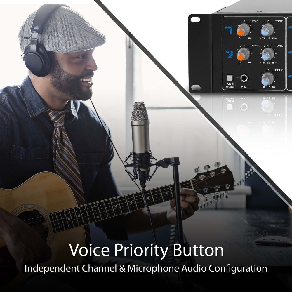 8-Channel Bluetooth Amplifier 4000W Multi-Zone Mixer with USB/AUX