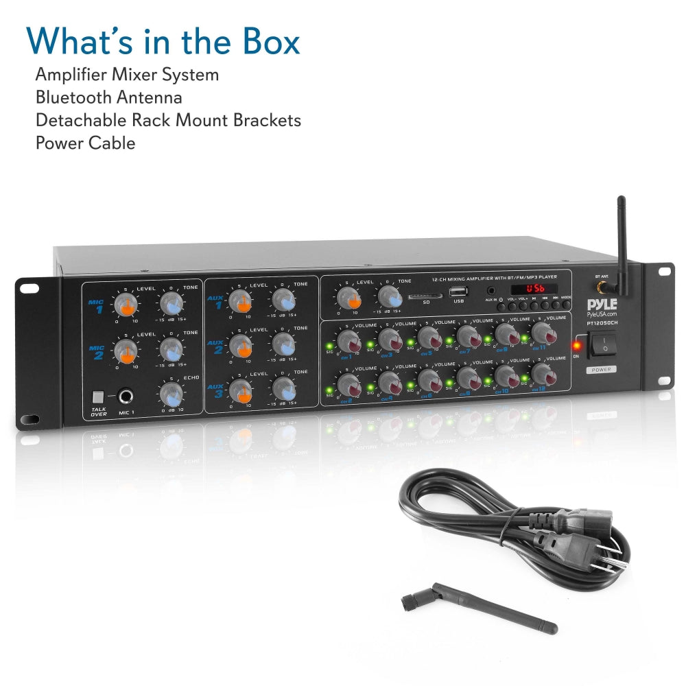 8-Channel Bluetooth Amplifier 4000W Multi-Zone Mixer with
