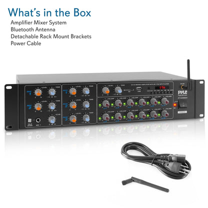 8-Channel Bluetooth Amplifier 4000W Multi-Zone Mixer with USB/AUX