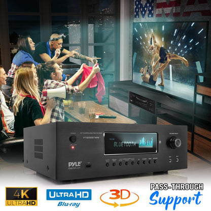 1000W 5.2-Ch Home Theater Receiver 4K UHD Bluetooth 2 Wireless Mics