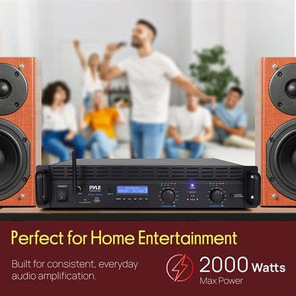 2000W Bluetooth Power Amplifier, Bridgeable, LCD Display, Rack-Mountable