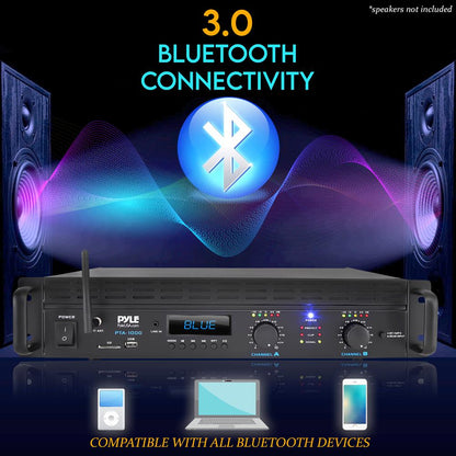 2000W 2-Channel Bluetooth Pro Audio Amplifier with LCD