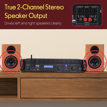 2000W Bluetooth Power Amplifier, Bridgeable, LCD Display, Rack-Mountable