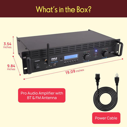 2000W Bluetooth Power Amplifier, Bridgeable, LCD Display, Rack-Mountable