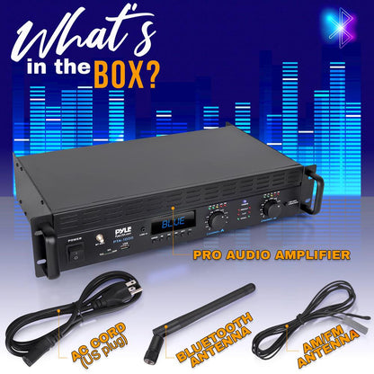 2000W Bluetooth Power Amplifier, Bridgeable, LCD Display, Rack-Mountable