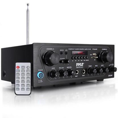 2-Channel Bluetooth Home Amplifier 250W Compact with Mic Input