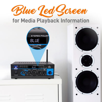 Bluetooth Stereo Amplifier 2x40W USB/SD/FM/AUX Inputs, Remote Control