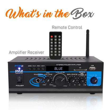 Bluetooth Stereo Amplifier 2x40W USB/SD/FM/AUX Inputs, Remote Control