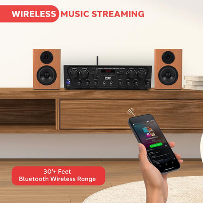 Wireless Karaoke Stereo Receiver 500W 4-Ch Bluetooth USB/AUX/SD/FM