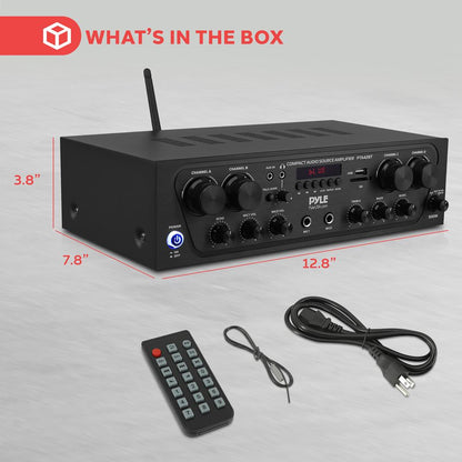 Wireless Karaoke Stereo Receiver 500W 4-Ch Bluetooth USB/AUX/SD/FM