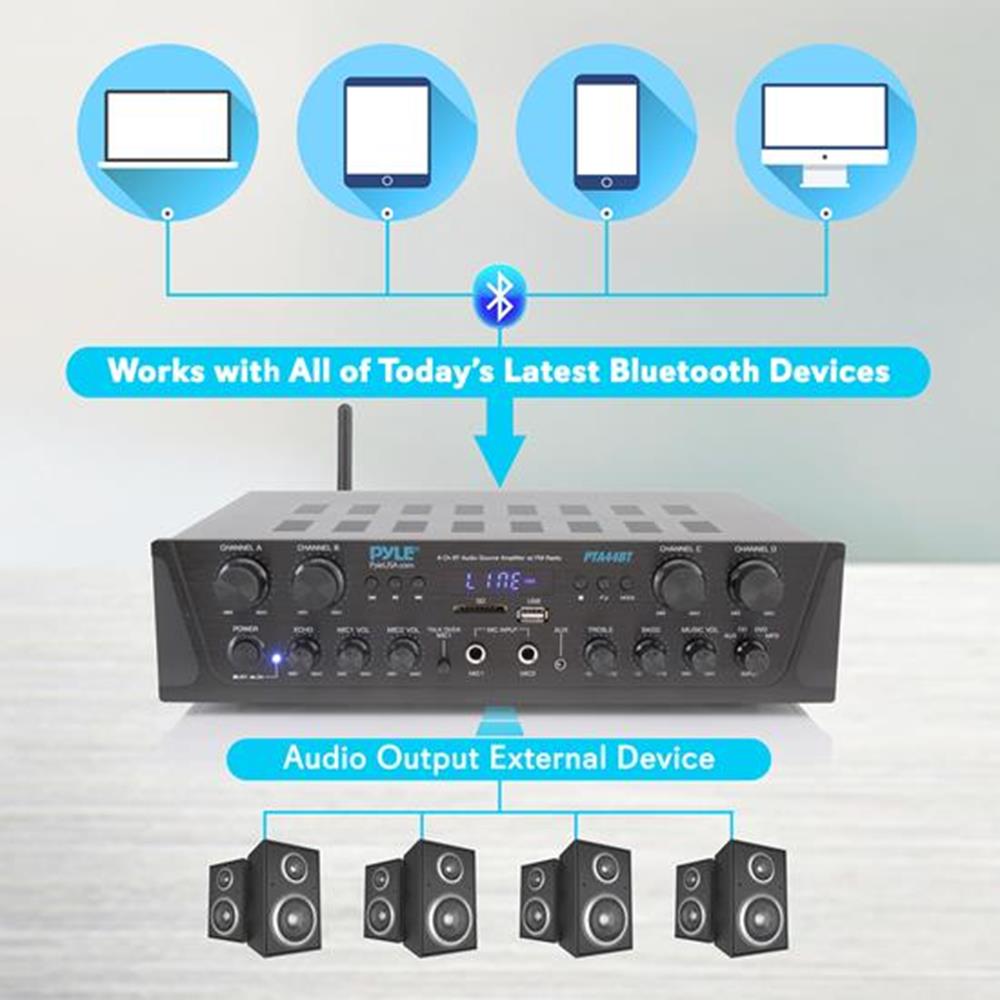 Pyle PLCDBT95 MP3 AUX CD Player Receiver, 4x 4 Box Speakers, Amp, Radio Cover Pyle PLCDBT95 MP3 AUX CD Player Receiver, 4x 4 Box Speakers, Amp, Radio Cover