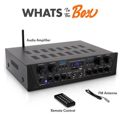 500W 4-Channel Bluetooth Amplifier, Wireless Streaming, USB/SD/AUX