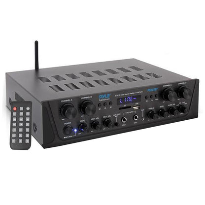500W 4-Channel Bluetooth Amplifier, Wireless Streaming, USB/SD/AUX