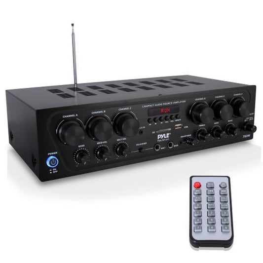 Wireless 6-Ch. Stereo Amplifier 750W Bluetooth Streaming USB/AUX
