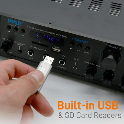 Bluetooth 6-Channel Amplifier with Radio and USB