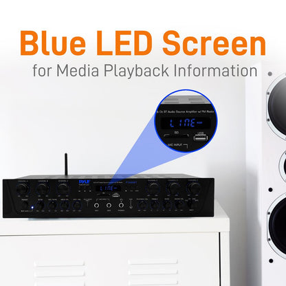 600W 6-Channel Bluetooth Amplifier - Wireless Streaming, FM Radio