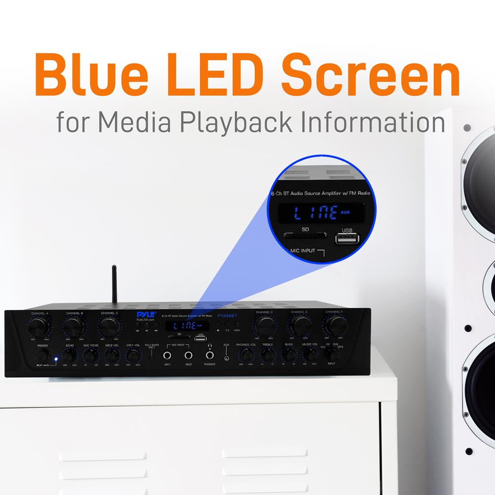 Bluetooth 6-Channel Amplifier with Radio and USB - Thumbnail 5