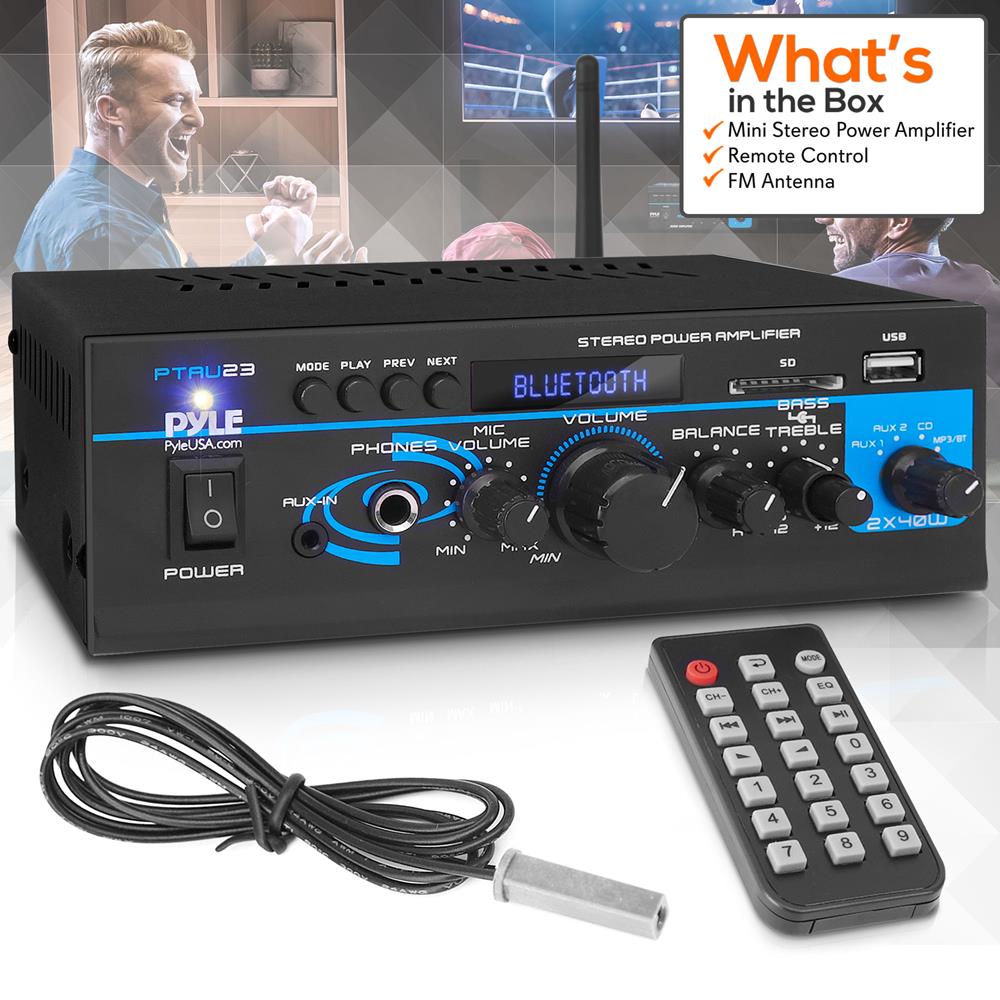Bluetooth Stereo Amplifier 2x40W Wireless Streaming USB/AUX Inputs