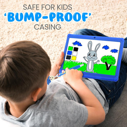 10.1" Full HD Android Tablet for Kids, Quad-Core, Long Battery, Blue