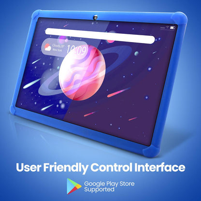 10.1" Full HD Android Tablet for Kids, Quad-Core, Long Battery, Blue