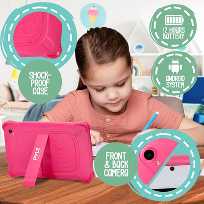 7" Kids Tablet Long Battery Quad-Core 1080p Display Pink