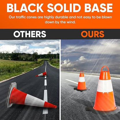12" Traffic Cones 12-Pack, High Visibility PVC, Reflective, Orange