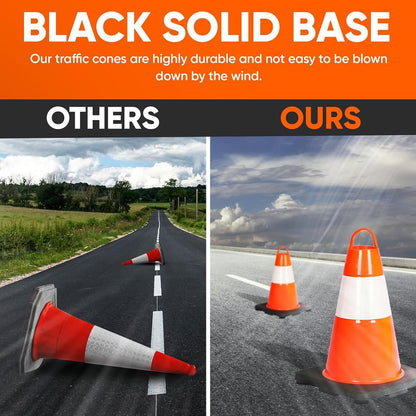 12" Pvc Cone - 6 Pieces High Visibility Structurally Stable For Traffic, Parking, And Construction Safety (Orange)