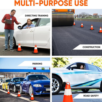 12" Pvc Cone - 6 Pieces High Visibility Structurally Stable For Traffic, Parking, And Construction Safety (Orange)
