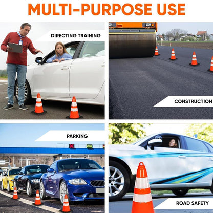 18" Traffic Cones 8-Pack, High Visibility, Reflective PVC, Orange