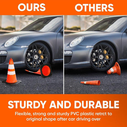 18" Traffic Cones 8-Pack, High Visibility, Reflective PVC, Orange