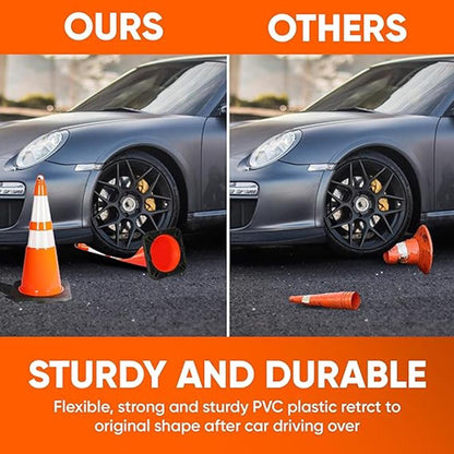 28" Traffic Cones 12-Pack, High Visibility, Reflective PVC, Orange