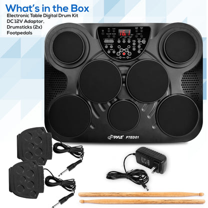 Electronic Drum Set, Portable, 7 Touch Pads, USB/MIDI, 600 Sounds