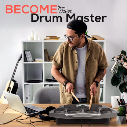 Electronic Drum Kit - Portable, 7 Pads, USB, Foot Pedals, Digital Display