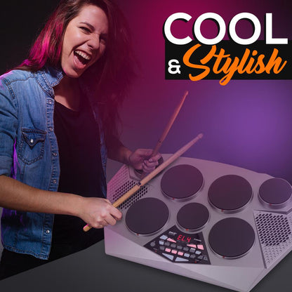 Electronic Drum Kit - Portable, 7 Pads, USB, Foot Pedals, Digital Display