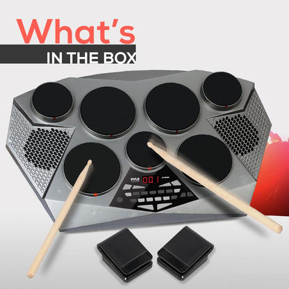 Electronic Drum Kit - Portable, 7 Pads, USB, Foot Pedals, Digital Display