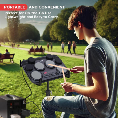 Electronic Drum Pad Set - Portable 8-Pad Kit, 600 Sounds, USB Output